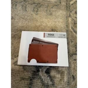 The Ridge Leather Slim RFID Blocking Wallet Cash Strap - Tobacco Brown NIB $150